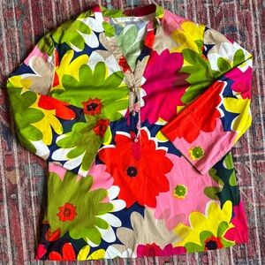 Trina Turk Colorful Floral Organic Cotton Top